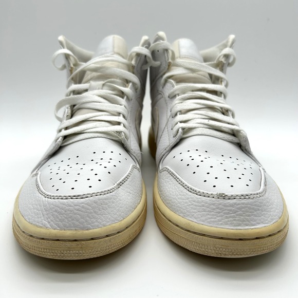 Nike Air Jordan 1 Mid Sneakers Mens 12 Triple White Basketball Shoes 554724-130 - Picture 2 of 11